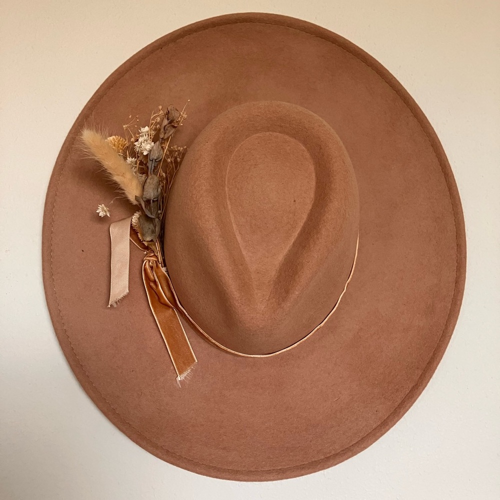 Scala Mauve Wide-Brim Hat with Floral Detail